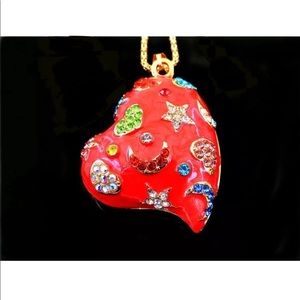 Aesthetic Red Moon Star Heart Necklace